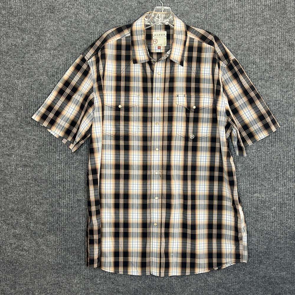 Roper Mens Pearl Snap Western Shirt Size XL Plaid Multi Color Ranch Cowboy Rodeo